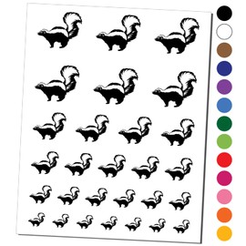 Smelly Striped Skunk Temporary Tattoo Water Resistant Fake Body Art Set Collection - Black (One Sheet)
