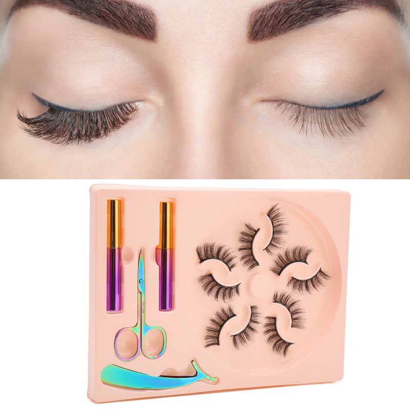 5 Pairs Magnetic Lashes with Eyeliner Kit Glue Free Waterproof