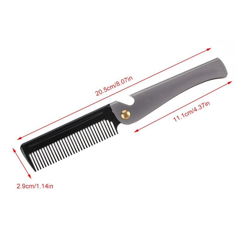 Folding Beard Comb - Stainless Steel Antistatic Portable Beard Comb