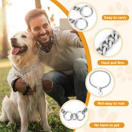 AUAUY Chain Dog Collar, Stainless Steel Dog Necklace, Adjustable Dog Collar with Connection Clasp, Dog Chain for Dog Training, Flat P Chain Collar for Dogs (L: 60 cm, Diameter 3.5 mm)