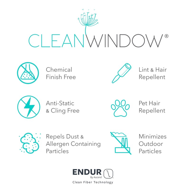 Clean Window Textured Slub Stripe 2-Pack Anti-Dust Allergy/Pet Friendly Sheer