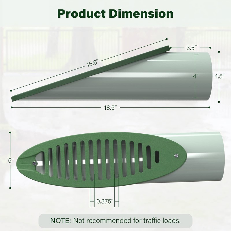 4 in. Green Angled Drainage Grate Yard Drain, Yard Drain