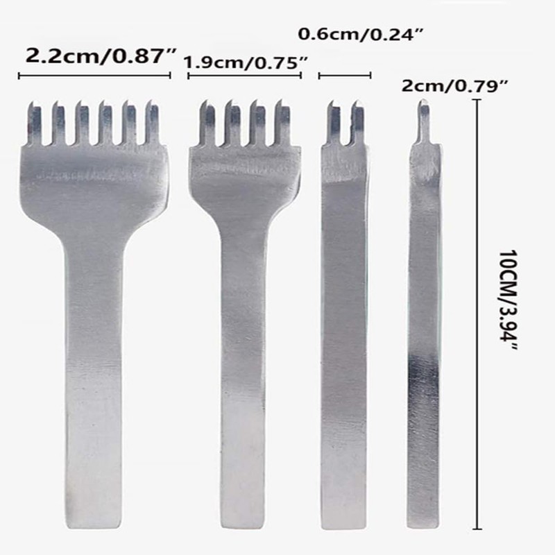 4PCS 4mm 1/2/4/6 Prong DIY Diamond Lacing Stitching Chisel Set
