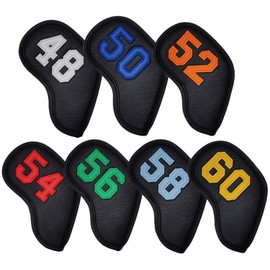 Greenie Golf Wedge Cover Iron Cover Head Cover Face Cover PU Leather Single Item Wedge Iron Golf GR-2301-01 (50 Black x Multicolor)..