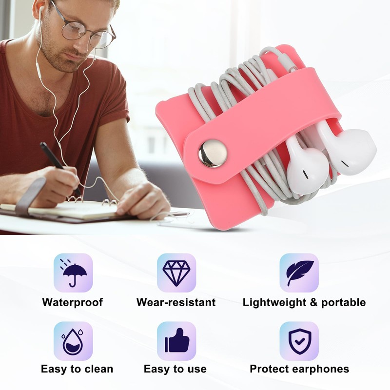 sourcing map Earbuds Holder Case, Earphone Wrap Headphone Case Cord