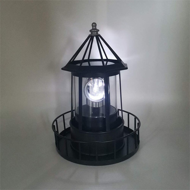 CALIDAKA LED Solar Powered Lighthouse 360 Degree Rotating Lighthouse Landscape