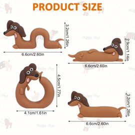 4 PCS Mini Dachshund Figurines Desk Accessories - Cute Funny Sausage Dog Decorations for Computer Monitor, Car Dashboard & Office Desk, Small Resin Dog Decor Set for Aesthetic Workspace Gif (4)