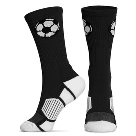 ChalkTalkSPORTS Soccer Performance Crew Socks - Black Soccer Ball - Soccer Mid-Calf Socks - Adult