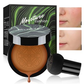Mushroom Head Air Cushion CC Cream - BB Cream Face Makeup Foundation, Moisturizing Concealer Brighten Long-Lasting, Even Skin Tone for All Skin Types (Dark Brown, 1 PCS)