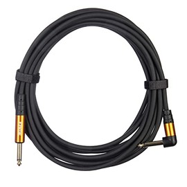 Fame Dual Shielded Instrument Cable, 6 m, Straight/Angled, High-Quality Black Guitar Cable