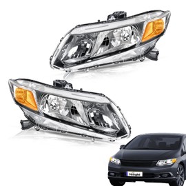 Nilight Headlights Assembly for 2012 2013 2014 2015 Honda Civic Sedan 4-Door 12 13 Civic Coupe 2-Door Black Housing Headlamp, 2 Years Warranty