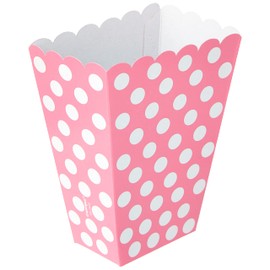 Unique Hot Pink Polka Dot Paper Treat Boxes (20cm x 15cm) Pack of 8 - Stylish Party Favor Packaging for Celebrations & Events
