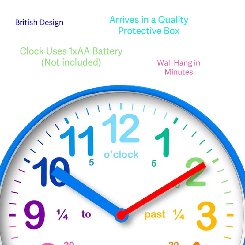 Beyond Happy Educational Kids Wall Clock - Colourful Silent Clock