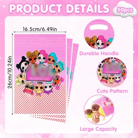 NTGFU 50Pcs Kids Birthday BagS with Handle, Cartoon ParTy Goodie Bag for Party Bag Fillers, Boys Girls Gift Bags for Theme Birthday Party Supplies Party Favor Candy Bag