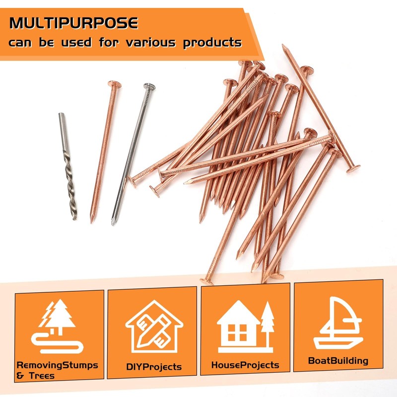 14Pcs Copper Nails Kit to Killing Trees,Includes 12PCS 3.5 Inch