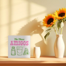 FHUGX Margarita Tequila Cocktail Bar Kitchen Wooden Sign - Trendy Gifts for Friends, The Three Amigos Funny Kitchen Sign for Home Decor, Summer Sign