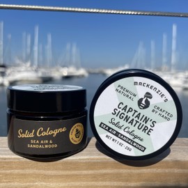 MACKENZIE'S Captain's Signature Solid Cologne - Gifts for Fisherman - Gifts for Men - Natural Cologne - Sea Air & Sandalwood Scented - 1 OZ