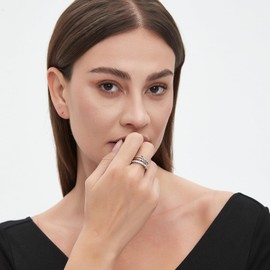 HOSICRON Gold Stackable Rings for Women Non Tarnish, 18k Gold Plated Cubic Zirconia Rings, Silver Gold Multi Ring Mixed Metals Stack Rings Set (10)