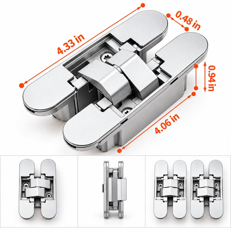 180° Invisible Door Hinge for Wooden Doors – Zinc Alloy