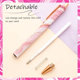 Belegao 6PCS Ballpoint Pens for Women Pink Set - Bling Metal Ball Point Pen Black Ink Fancy Retractable 1.0mm Smooth Writing for Teachers Mother Birthday Womens Day Gifts, Home Office School