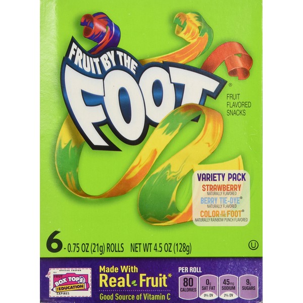 Fruit By the Foot Variety Pack (Strawberry, Berry Tie Dye, Color By the Foot, 6-count Rolls (Pack of 2)