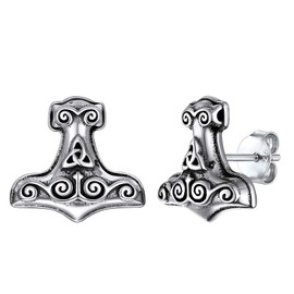 Antique Earrings for Men Women Nordic Thors Hammer Earring Tiny Small Studs Viking Gifts for Family Friends