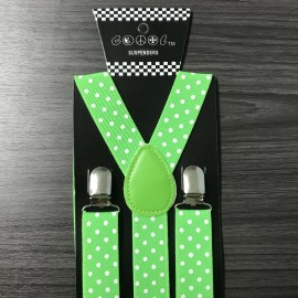 COOOL Light Green w/ White Polka Dots Suspender for Adults Men Women Teens (USA)