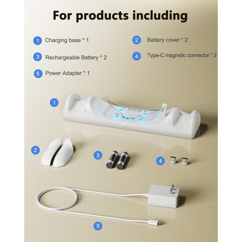 Magnetic VR Charging Dock for Me-ta Quest 2 & Controllers,