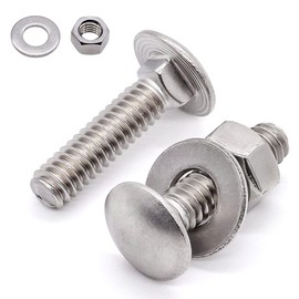 (10 sets) M8-1.25 x 30mm Stainless Steel Carriage Bolts Screws Kits, Round Head Square Neck Screws, Hex Nuts & Flat Washers, 304 Stainless Steel 18/8, Full Thread