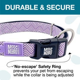 Max & Molly Urban Pets Smart ID Dog Collar - Soft Neoprene, Waterproof, Machine Washable, Power Buckle, Gotcha! QR Tag & Custom App Profile, Mykonos Lilac M