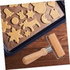 Mikinona Wooden Rolling Pin Pizza Dough Docker Pastry Roller Baking