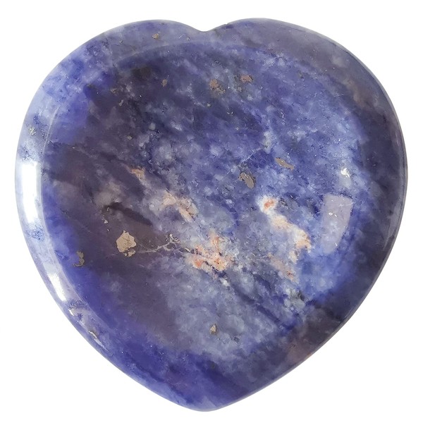 Loveliome Thumb Worry Stone,Hand Carved Heart Shaped Polished Healing Crystal Stress Relief Pocket Stones, Sodalite