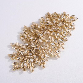 Lenjicons Bridal Rhinestone Hair Comb Large Rhienstone Wedding Headpiece Handmade Crystal Hair Comb for Bride Wedding Hair Accessories for Women (champagne)