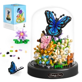 Flower Bouquet Building Kit for Adults, 530 PCS Animals Flowers Botanical Collection Mini Building Blocks Set, Valentine's Day for Her Mom Women Wife Girlfriend (Butterfly)