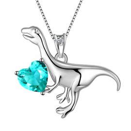 Aurora Tears Dinosaur Cute velociraptor Necklaces 925 Sterling Silver velociraptor Pendant Animal Lover Necklace for Girls Boys Women Girlfriend Daughter Birthday Gifts DP0313B