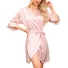 Wikoan Women's Satin Dressing Gown Kimono Robe Short Satin Bathrobe