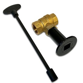 Midwest Hearth Gas Fire Pit Key Valve Kit - 3/4" NPT, 1/2" NPSM Floor Plate - Flat Black