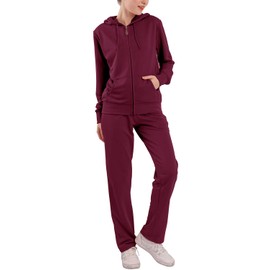 Track Suits for Women Set Casual 2 Piece Outfits Sweatsuit, Burgundy 3, X-Large