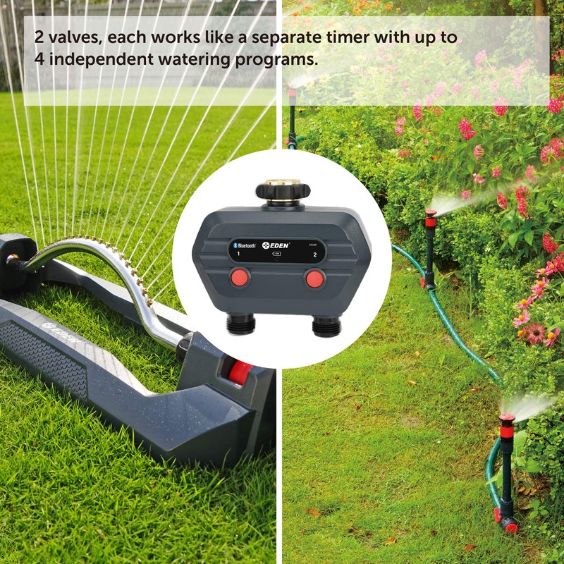 Eden 93442 2-Zone Bluetooth Water Timer for Smart Irrigation -