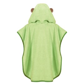 LAYNENBURG Premium Bath Poncho Children with Hood - 100% Cotton - Oeko-Tex - Baby Boys Girls Towel Poncho Terry Cloth, Green - Monkey