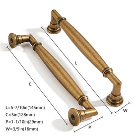 ZAUYX 2 Pack 5 Inch Hole Center Vintage Antique Brass Cabinet pulls Solid Heavy Duty Aged Bronze Cabinet Pull Cabinet Handles Kitchen Cabinet Hardware Vanity Handles Bathroom Cabinet pulls