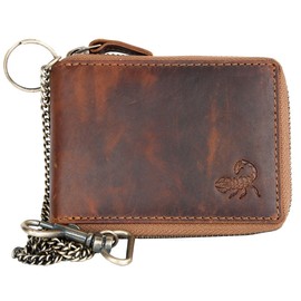 Natural Leather Pocket Sized Pure Leather Wallet with Scorpion with Metal Chain