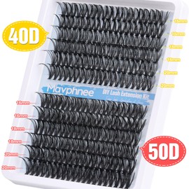 Lash Clusters 240 Pcs Individuals Eyelash Extensions 16-20MM Dramatic Long Fluffy D Curl Lash Extensions Pack by Mavphnee (40D+50D)