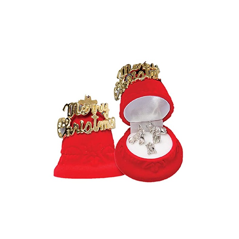 Miniature Nativity Metal Figures in Bell/Merry Box Christmas Decoration