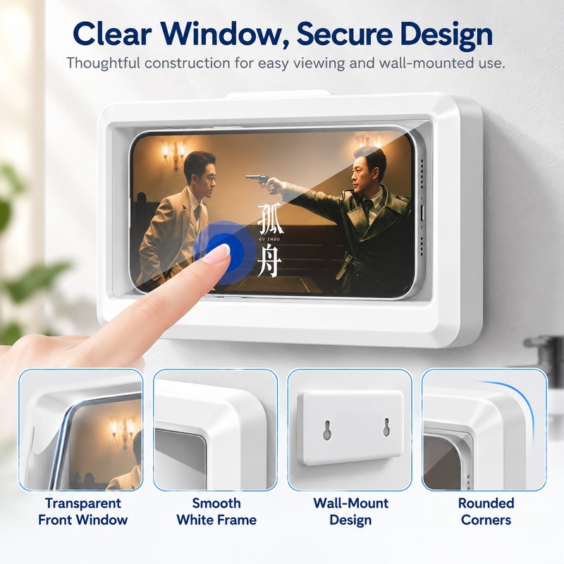 Waterproof Phone Holder for Shower Use – Anti-Fog Wall-Mounted Touchscreen