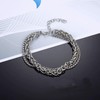 Layered Silver Bracelet for Men Boys,316L Stainless Steel Cuban Link