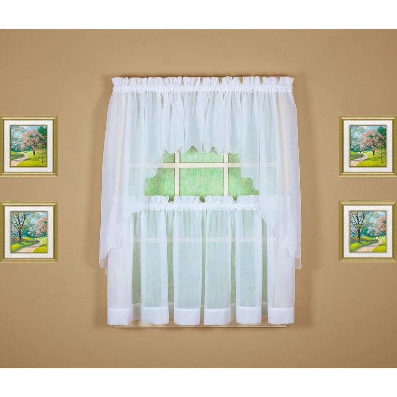 Today's Curtain Emelia Original Voile Tier Pair 30", White, 60"