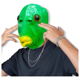 Máscara Cabeza D Pez Verde Disfraz Halloween Fiesta Divertid