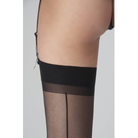 WOOTI TIGHTS Silky 20 denier halter stocking at the back with motif line Diavola, Cosmetic/B, s-m
