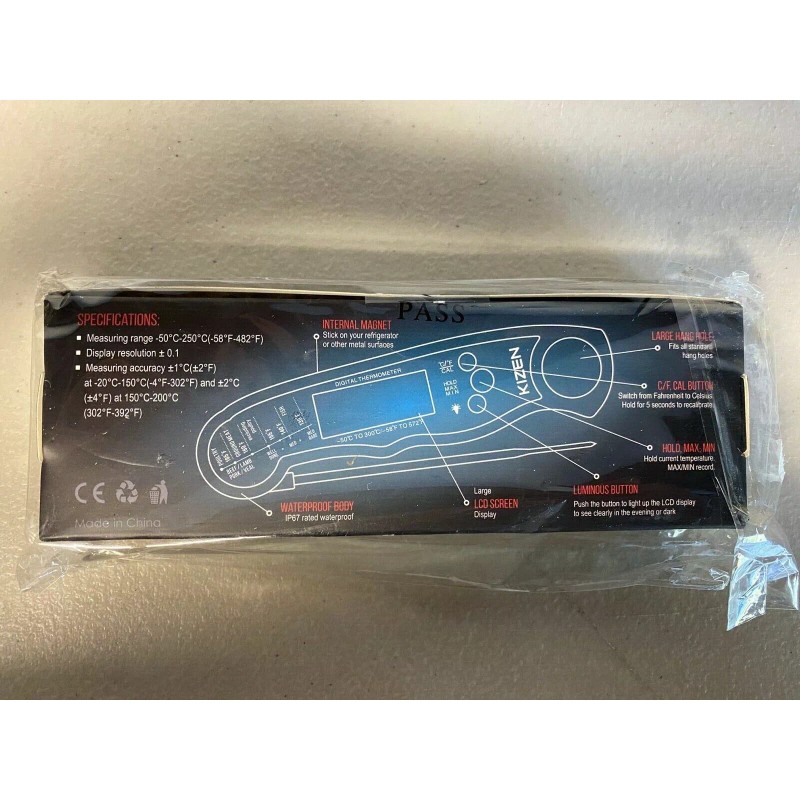 KIZEN Waterproof Food Thermometer BLACK NEW